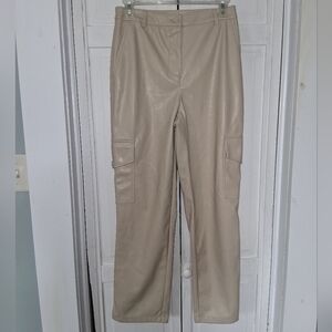 Bailey 44 Beige Faux Leather Cargo Pants